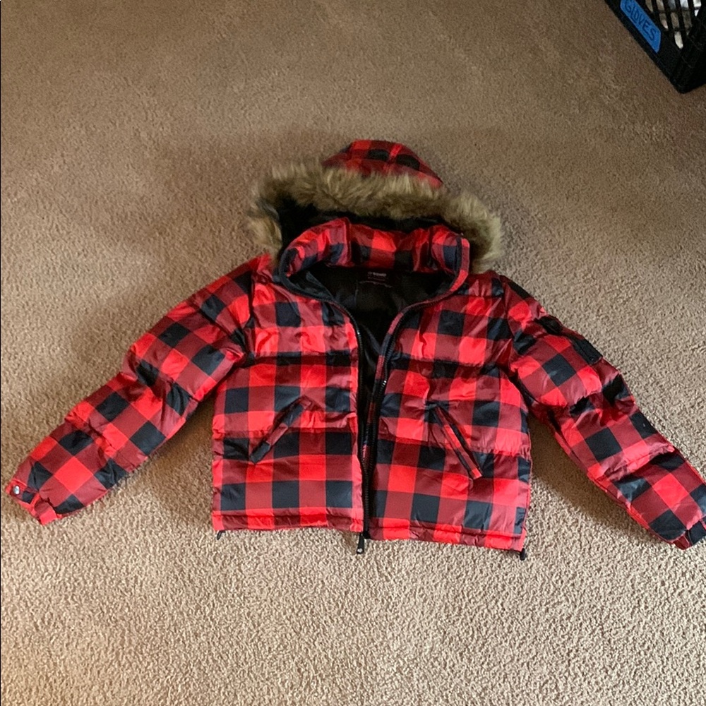 Ci Sono Red and Black puffer coat